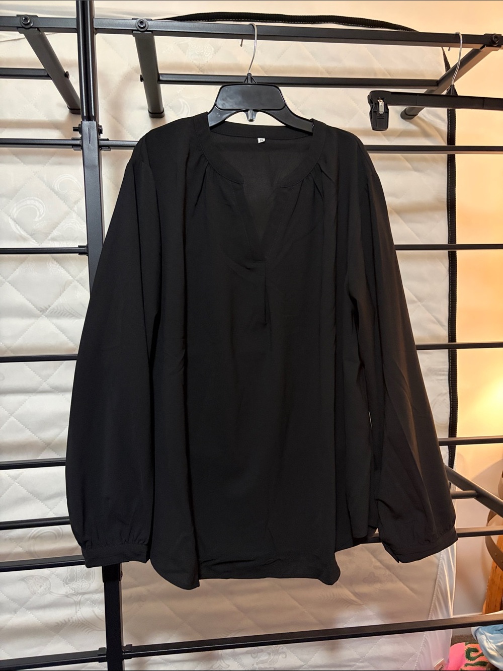 Black Women's Long-Sleeve V-Neck Blouse